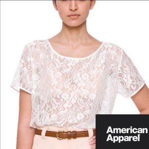 American apparel— white lace T-shirt. XS/S